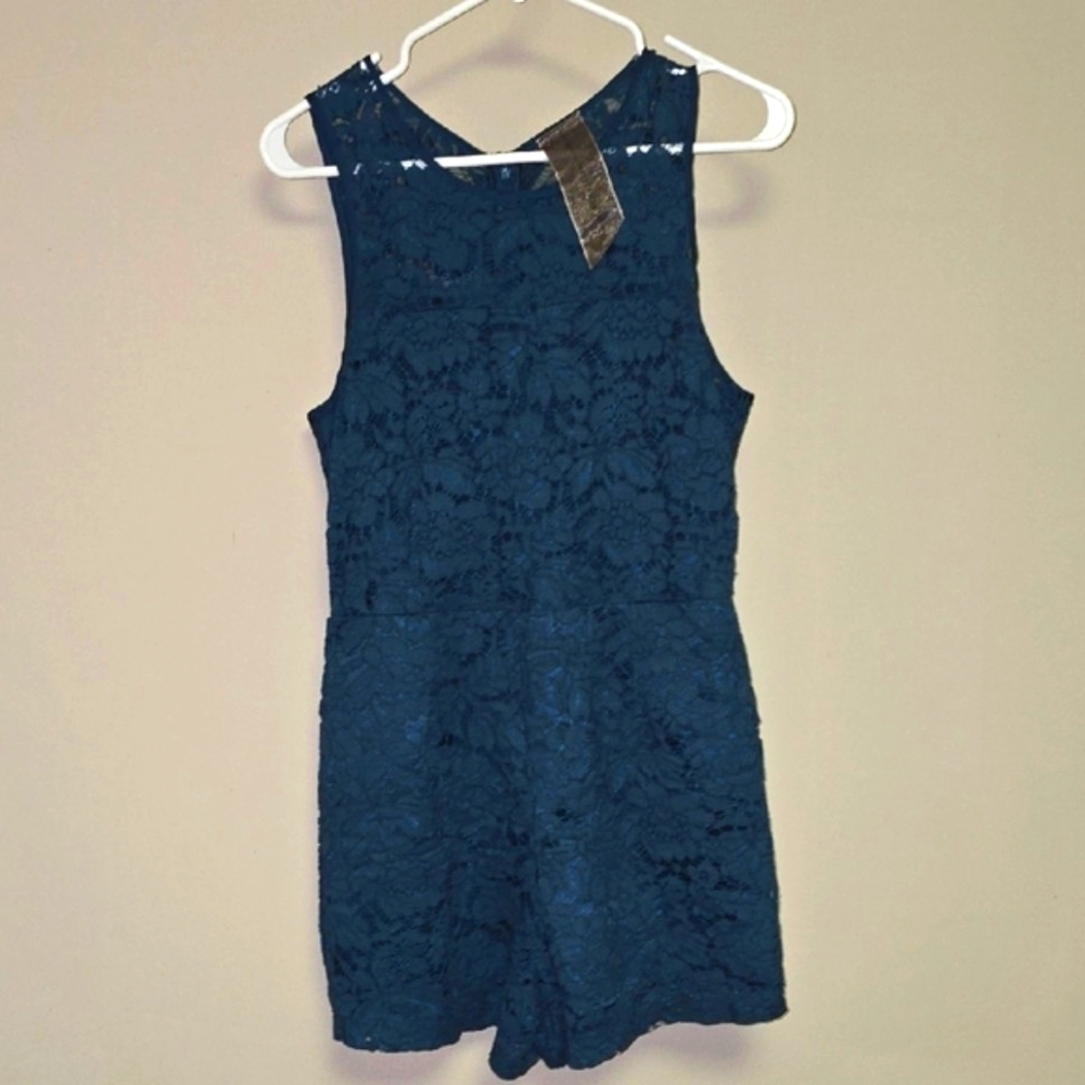 Moon Collection Navy Lace Romper
